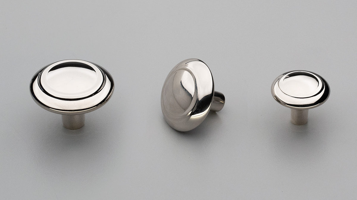 Dover Knob 30mm Brass Polished Nickel in Brass Polished Nickel