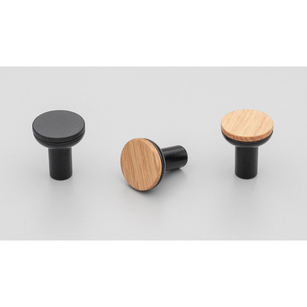 Hobro Knob 24mm Black Oak/Matt Black in Black Oak / Matt Black