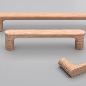 Kethy Timber Pinta timber cabinet pull in oak finish, featuring sleek design and sturdy handle for kitchen or bathroom cabinets.