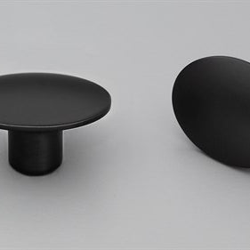 Dome Cabinet Knob 50mm dia Black Paint Matt#7 in Matt Black