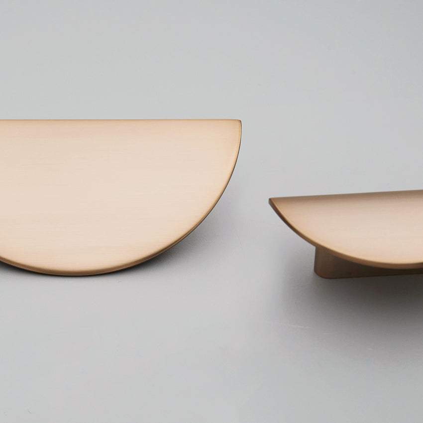 Moon Handle Small 32mm C to C Brushed Rose-Brass Finish in Brushed Rose Brass