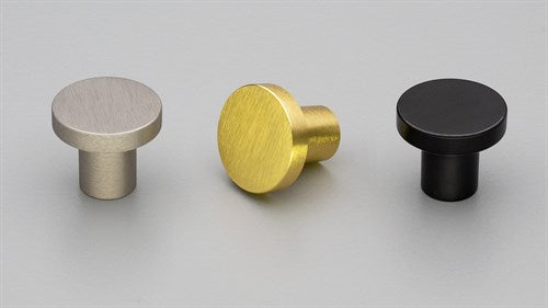 Cabinet Knob 30mm Aluminium Brass Anodised & Brushed in Satin Brass