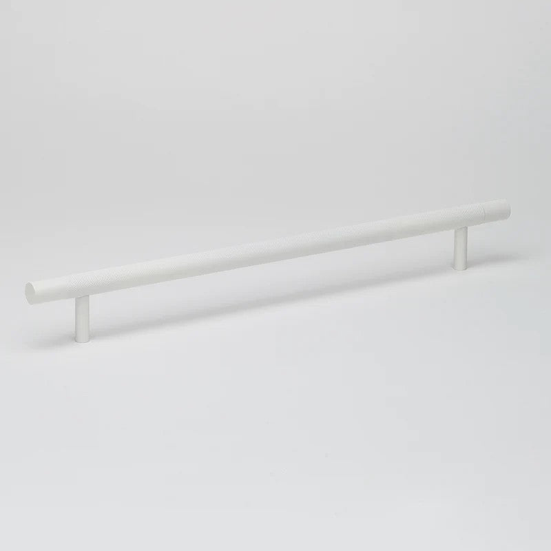 Lo & Co Kintore appliance pull in white finish, cabinet hardware with sleek metal handle for modern kitchen or furniture.