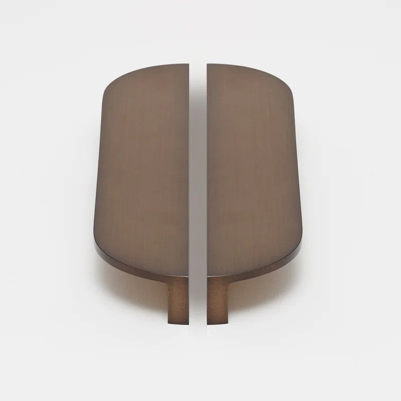 Lo & Co Isla Pull XL cabinet hardware in brushed bronze finish, featuring sleek modern design for kitchen or bathroom cabinets.