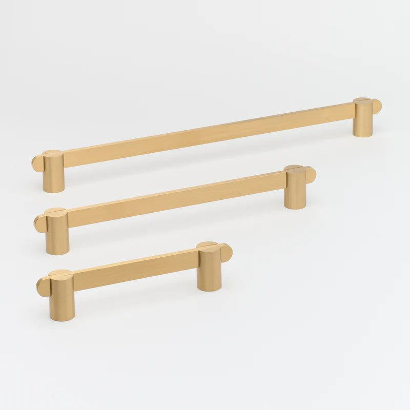 Lo & Co Intersect Pull, architectural hardware in brushed metal finish, featuring modern geometric design for cabinets or furniture.