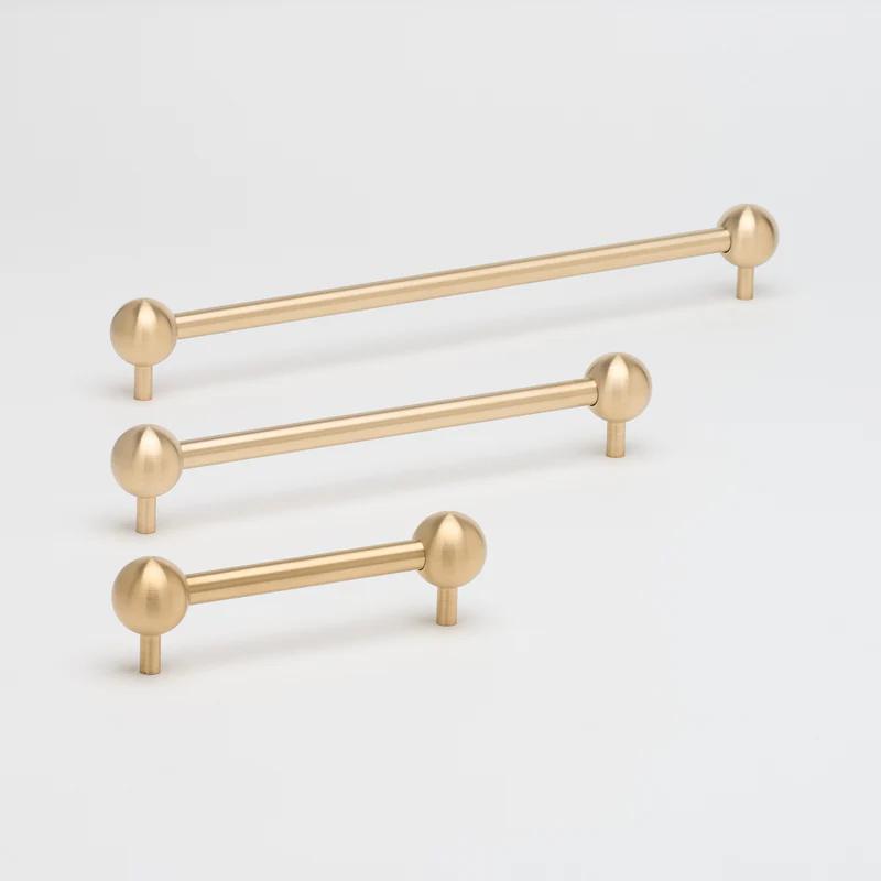 Lo & Co Sphere Pull cabinet hardware in brushed nickel, featuring a round, modern design for kitchen or bathroom cabinets.