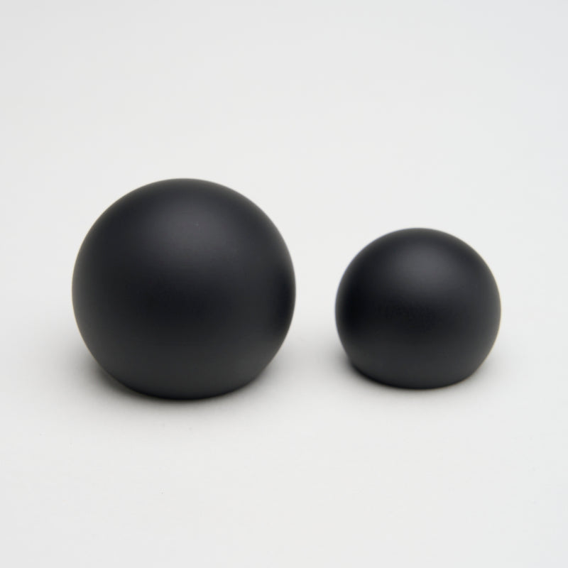 Lo & Co Sphere Knob cabinet hardware in brushed nickel with a round, modern design for kitchen or furniture drawers.