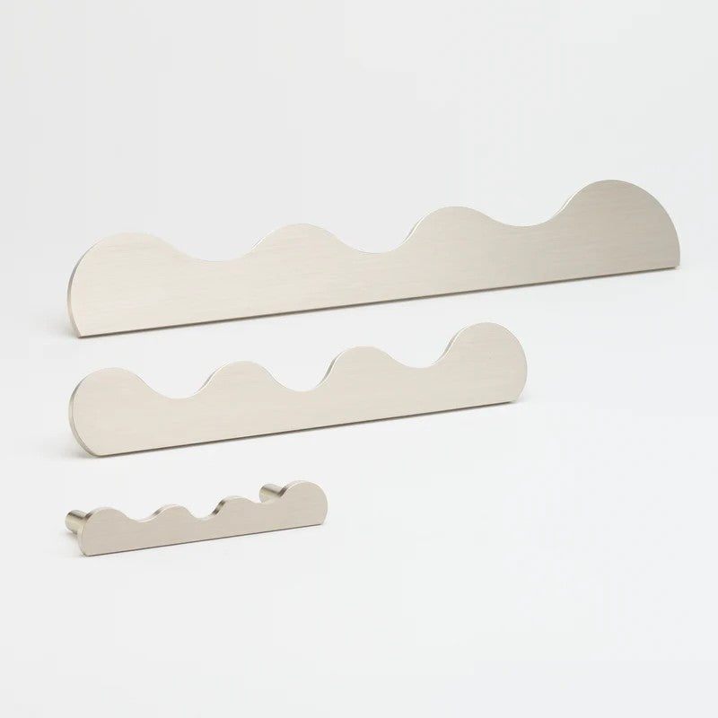 Lo & Co Karu Pull architectural hardware in brushed nickel finish, featuring sleek modern design for doors or cabinets.