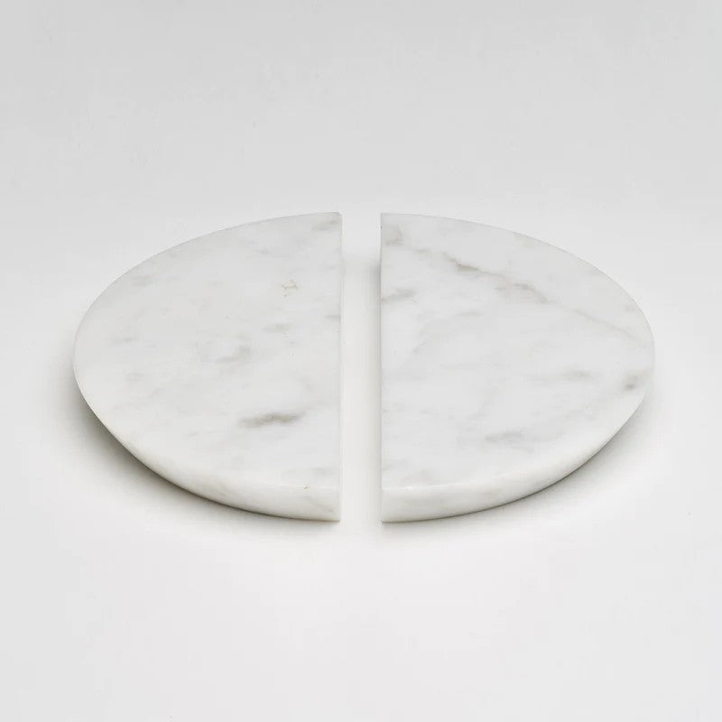 Pair of Lo & Co Interiors Arc Marble Cabinet Handles with sleek curved design and marble finish for modern furniture.