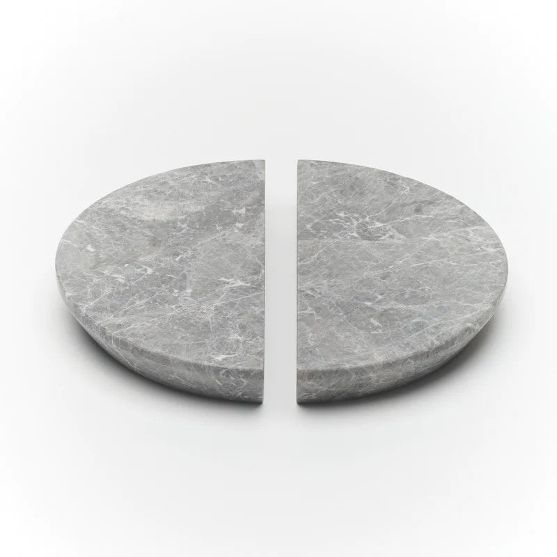 Pair of Lo & Co Interiors Arc Marble Cabinet Handles with sleek Tundra finish, featuring elegant marble design for modern furniture.