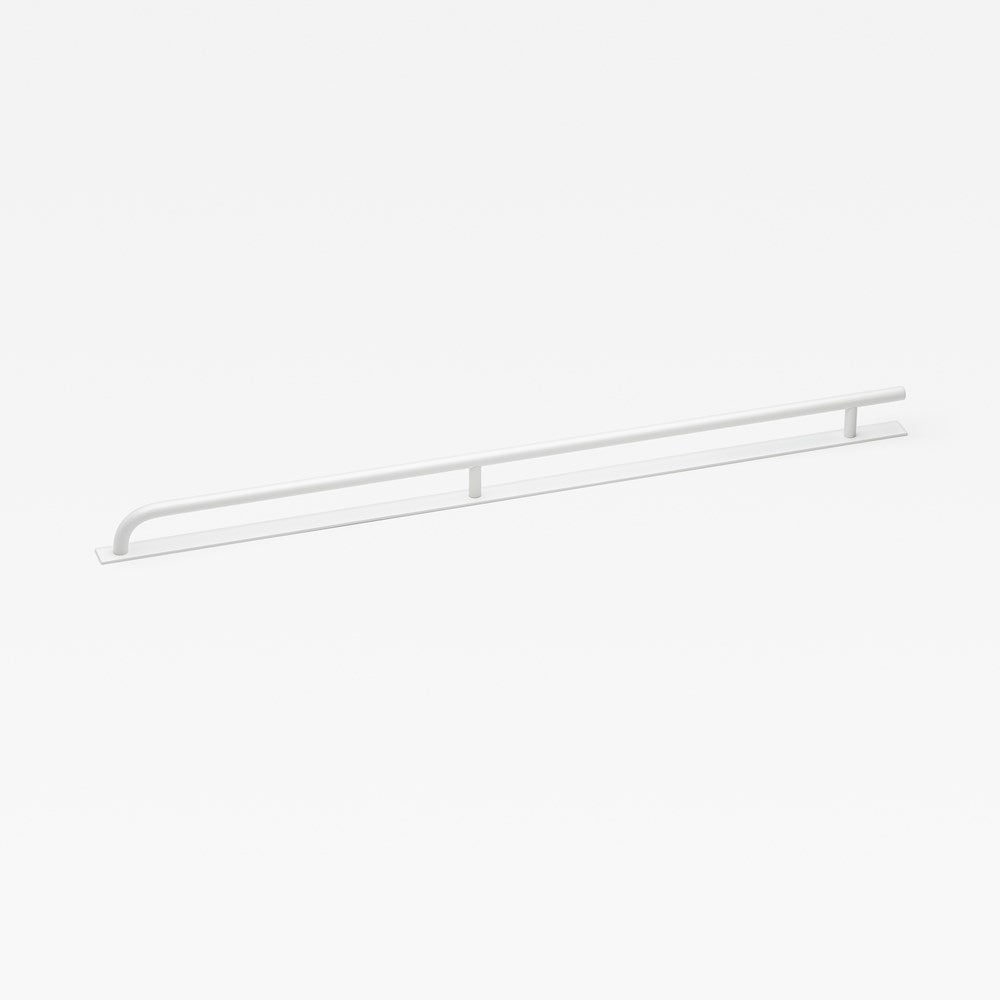 Lo & Co Brera appliance pull handle with backplate, architectural hardware in brushed metal finish for cabinets or furniture.