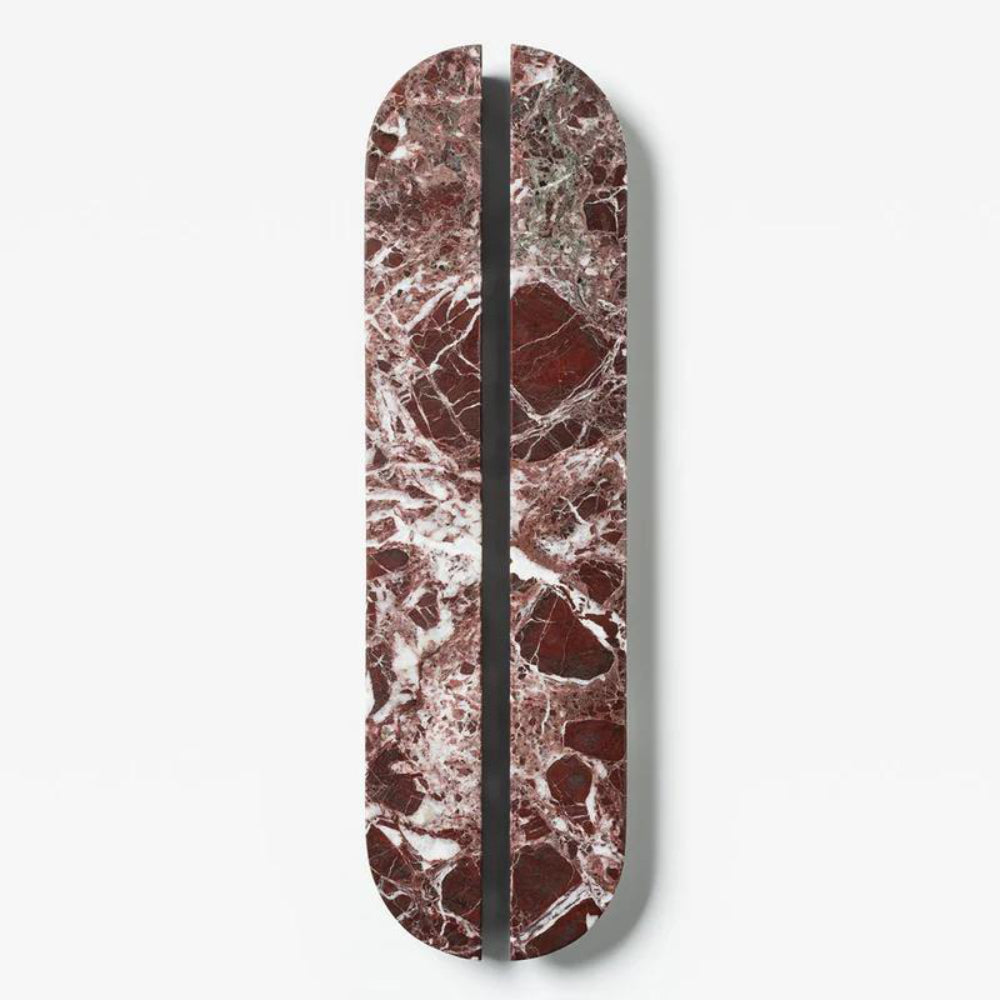 Pair of Lo & Co Dot Marble Handle Large cabinet hardware with stylish marble and metal design for furniture doors.