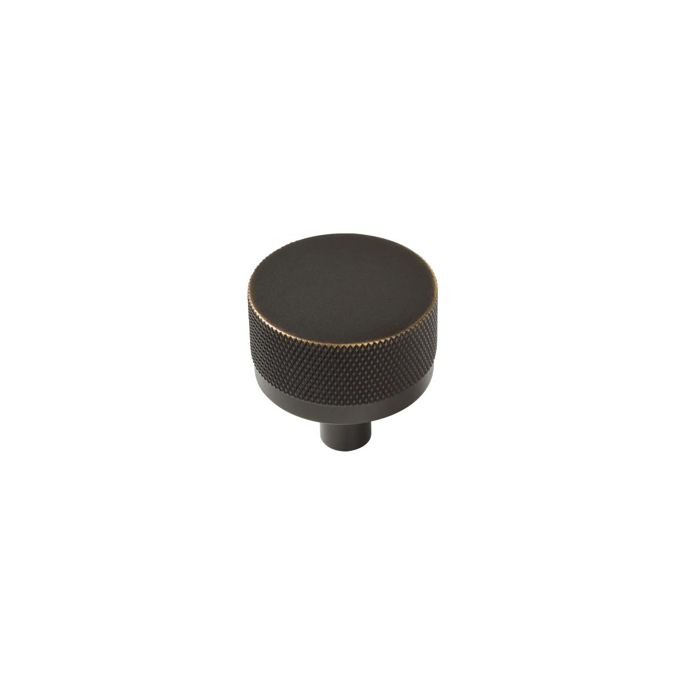 BELLEVUE 35MM SOLID BRASS KNURLED KNOB DARK BRONZE in Dark Bronze