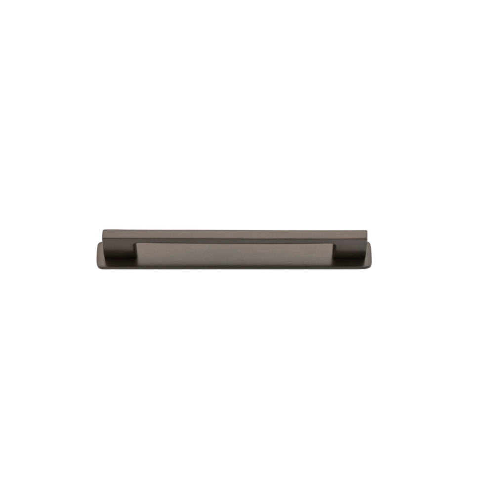 Iver Cali cabinet pull with backplate, sleek brushed metal hardware for kitchen or bathroom cabinets, modern design.
