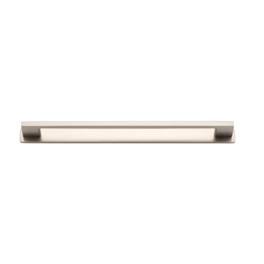 Iver Cali cabinet pull with backplate, black finish, sleek modern hardware for kitchen or bathroom cabinets.