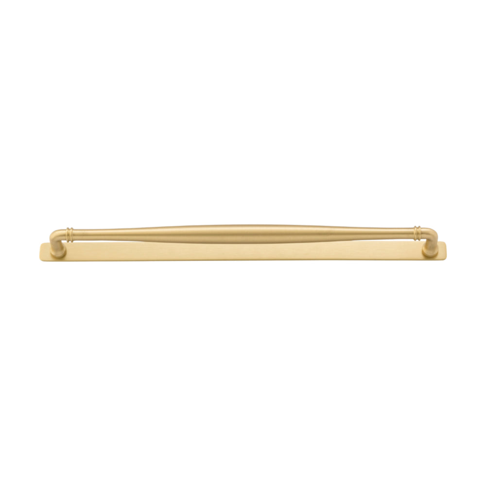 Cabinet Pull Sarlat Brushed Gold PVD L470xP54mm BD20mm CTC450mm With Backplate W495xH26mm T3mm in Brushed Gold PVD