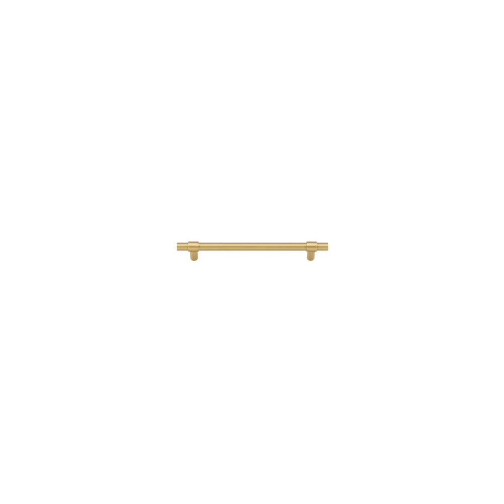 Iver Helsinki cabinet pull hardware, sleek metal handle with a modern finish, mounted on a wooden cabinet door.