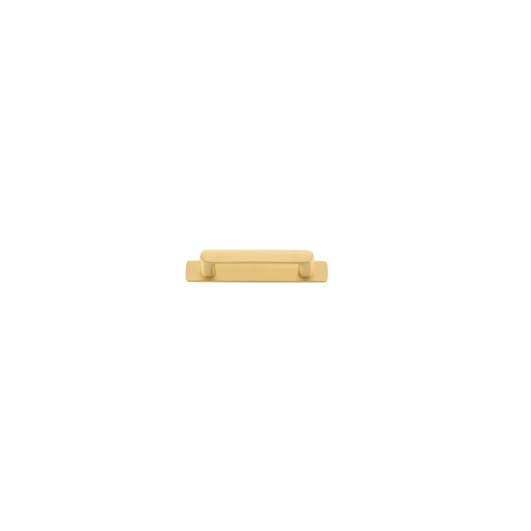 Cabinet Pull Osaka Brushed Gold PVD L111xW15xP33mm BD15mm CTC96mm With Backplate W141xH24mm T3mm in Brushed Gold PVD