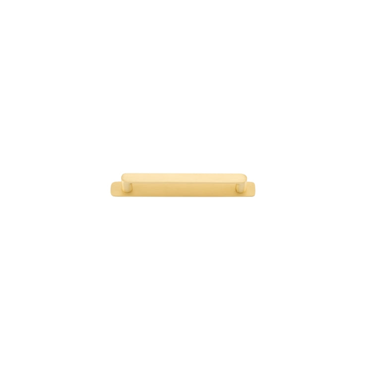 Cabinet Pull Osaka Brushed Gold PVD L175xW15xP33mm BD15mm CTC160mm With Backplate W205xH24mm T3mm in Brushed Gold PVD