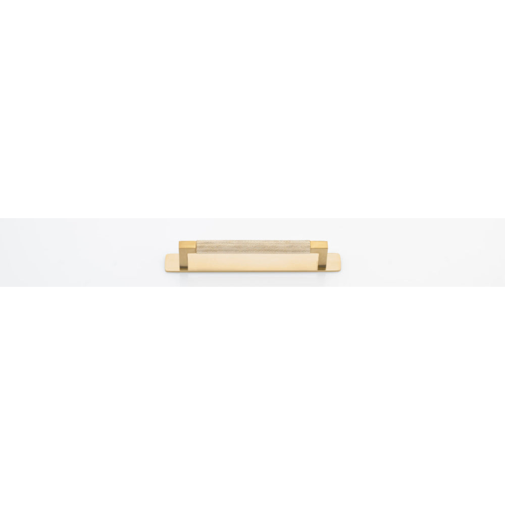 Cabinet Pull Brunswick Knurled Brushed Gold PVD L170xW15xP40 CTC160mm with Backplate in Brushed Gold PVD