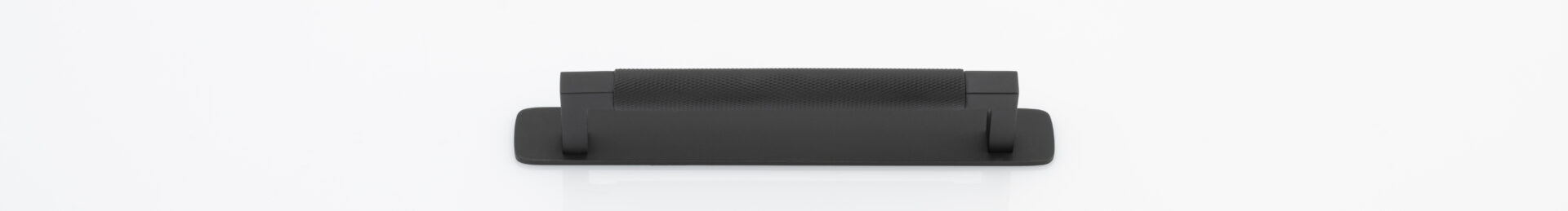 Cabinet Pull Brunswick Knurled Matt Black L170xW15xP40 CTC160mm with Backplate in Matt Black