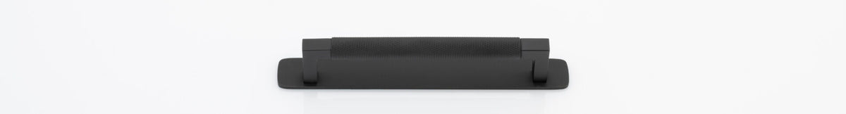 Cabinet Pull Brunswick Knurled Matt Black L170xW15xP40 CTC160mm with Backplate in Matt Black