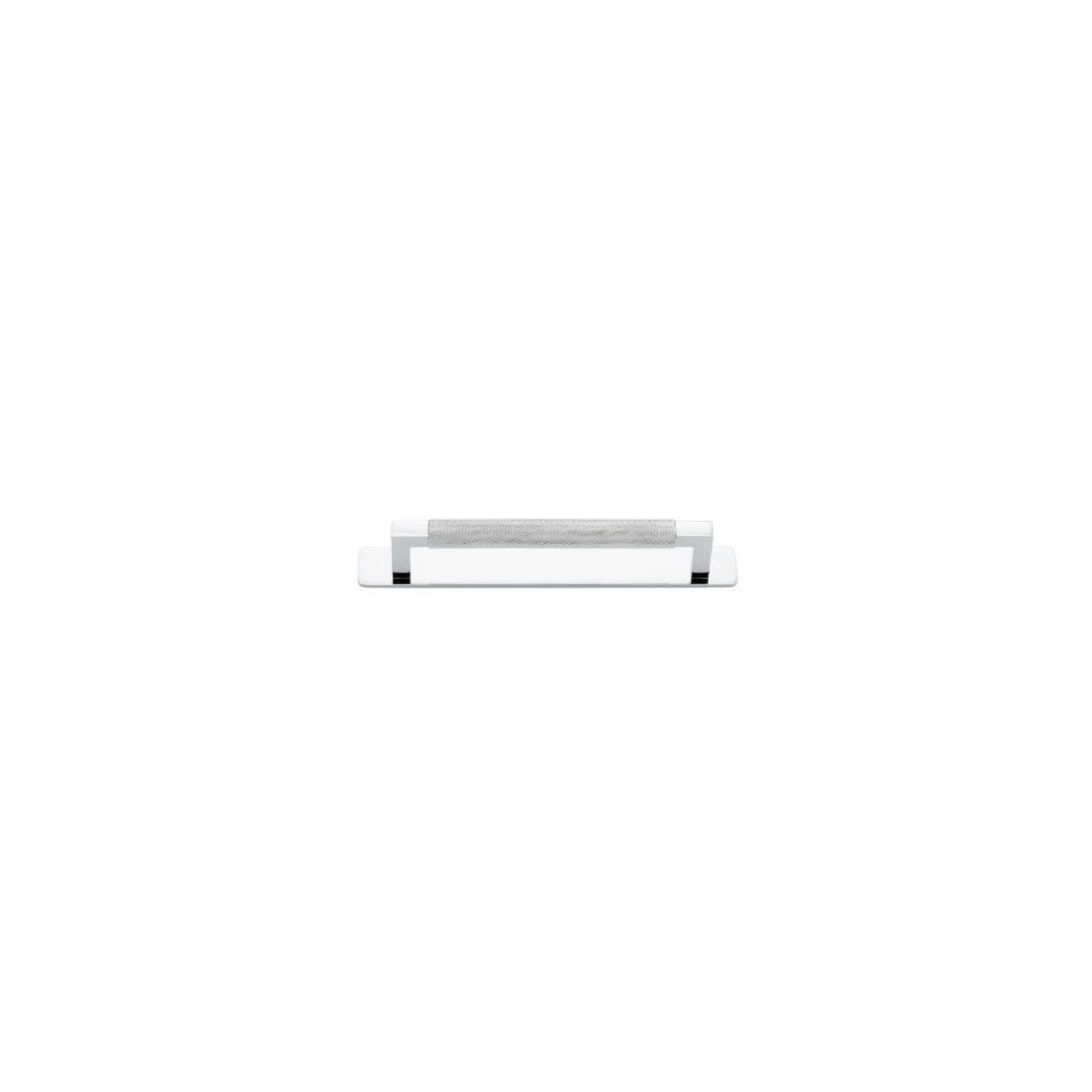 Cabinet Pull Brunswick Knurled Polished Chrome L170xW15xP40 CTC160mm with Backplate in Polished Chrome