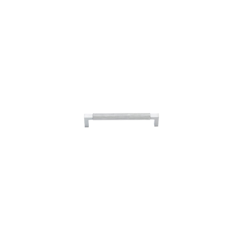 Iver Brunswick cabinet pull handle with a sleek, modern design mounted on a cabinet surface, made of metal with a brushed finish.