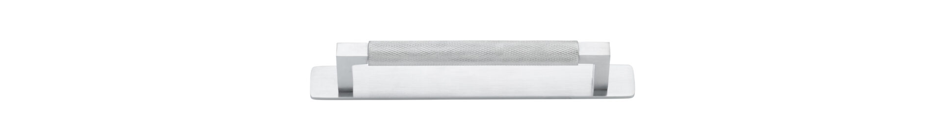 Iver Brunswick cabinet pull with matching backplate, brushed metal finish, and sleek design for kitchen or furniture drawers.