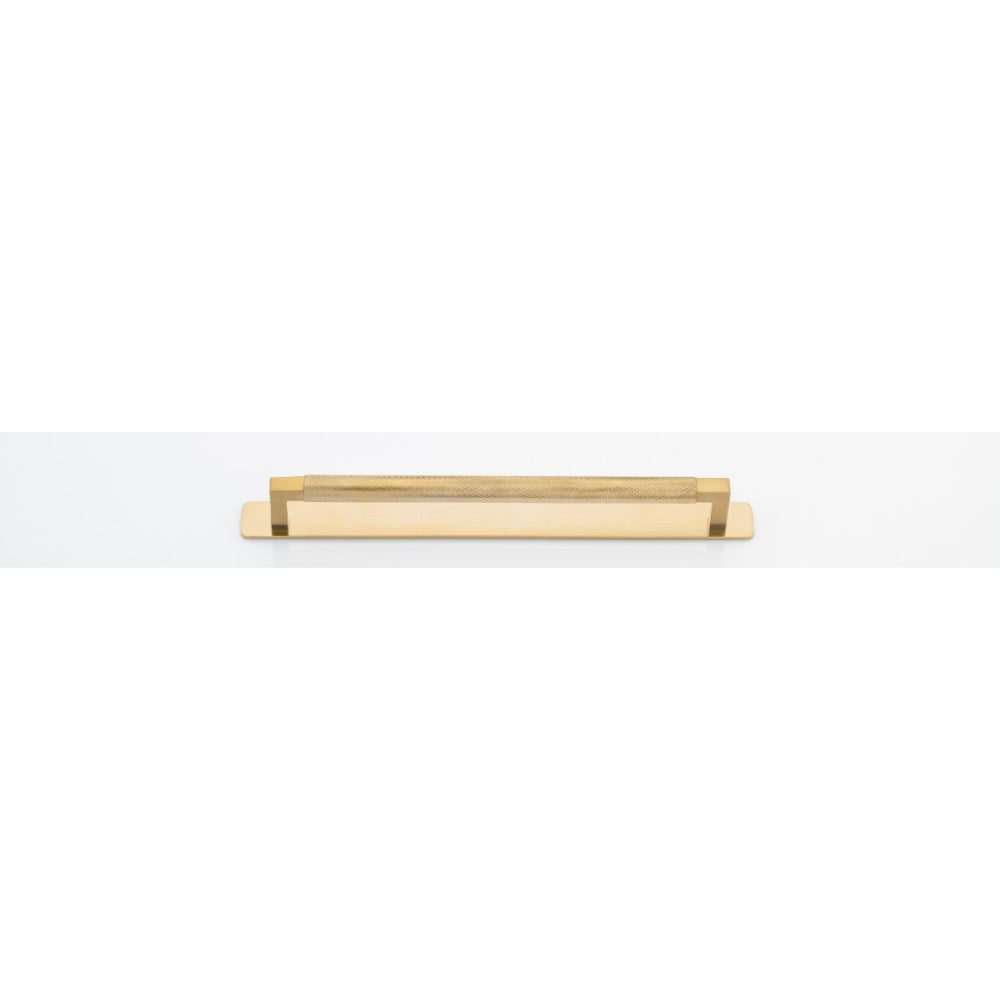Cabinet Pull Brunswick Knurled Brushed Gold PVD L266xW15xP40 CTC256mm with Backplate in Brushed Gold PVD