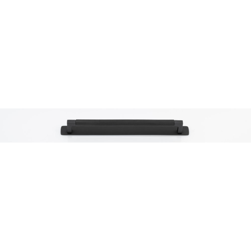 Cabinet Pull Brunswick Knurled Matt Black L266xW15xP40 CTC256mm with Backplate in Matt Black