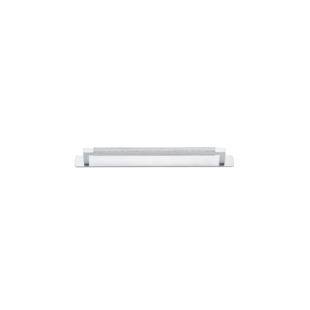 Cabinet Pull Brunswick Knurled Brushed Chrome L266xW15xP40 CTC256mm with Backplate in Brushed Chrome