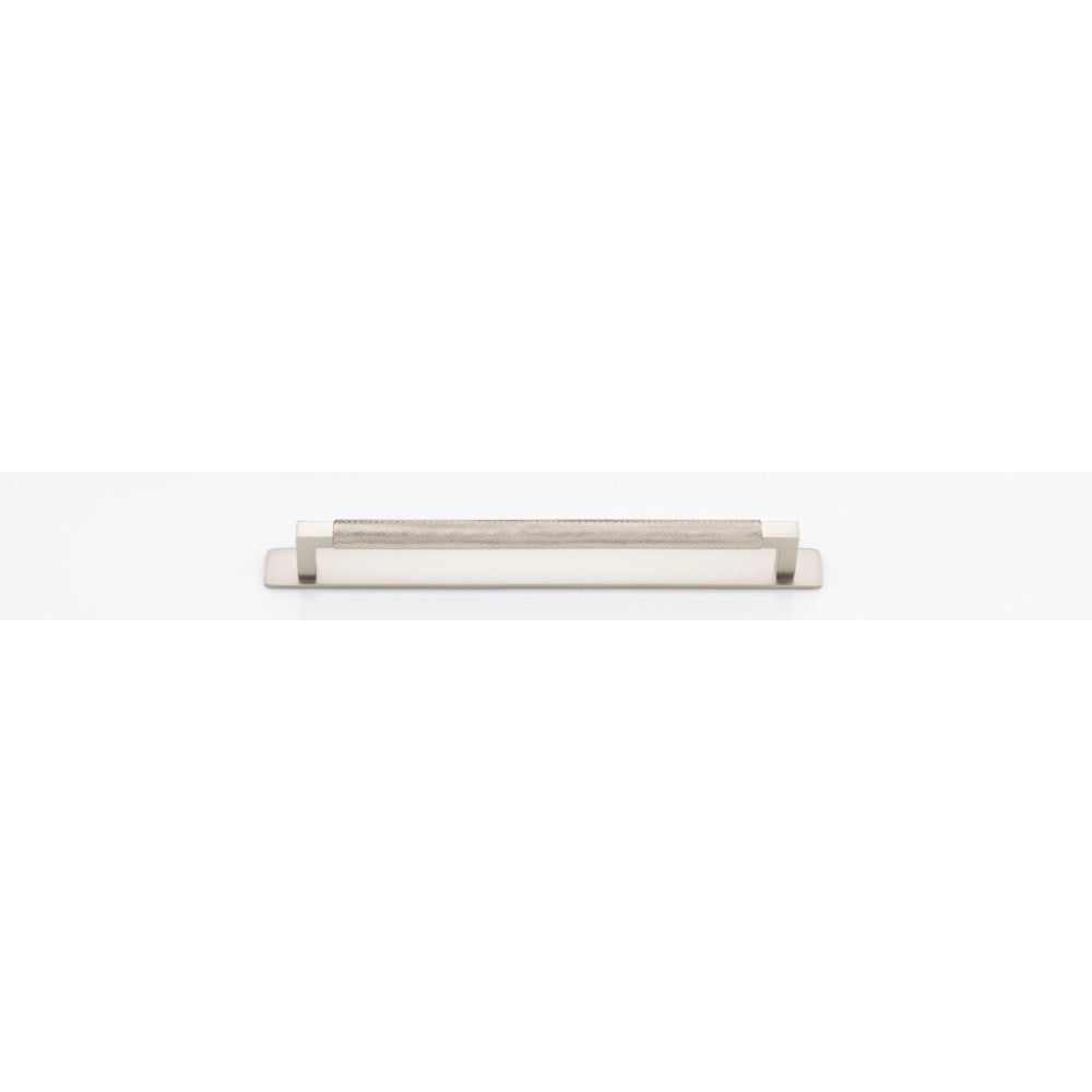 Cabinet Pull Brunswick Knurled Satin Nickel L266xW15xP40 CTC256mm with Backplate in Satin Nickel