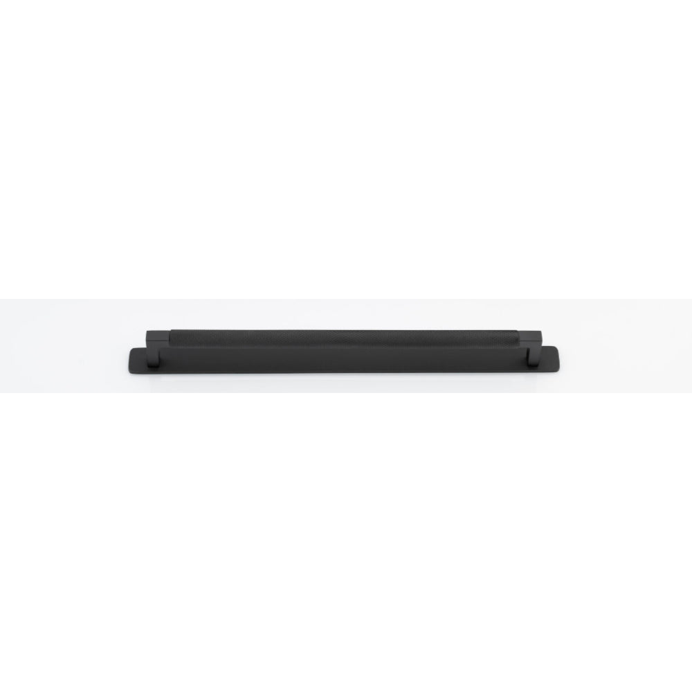 Cabinet Pull Brunswick Knurled Matt Black L330xW15xP40 CTC320mm with Backplate in Matt Black