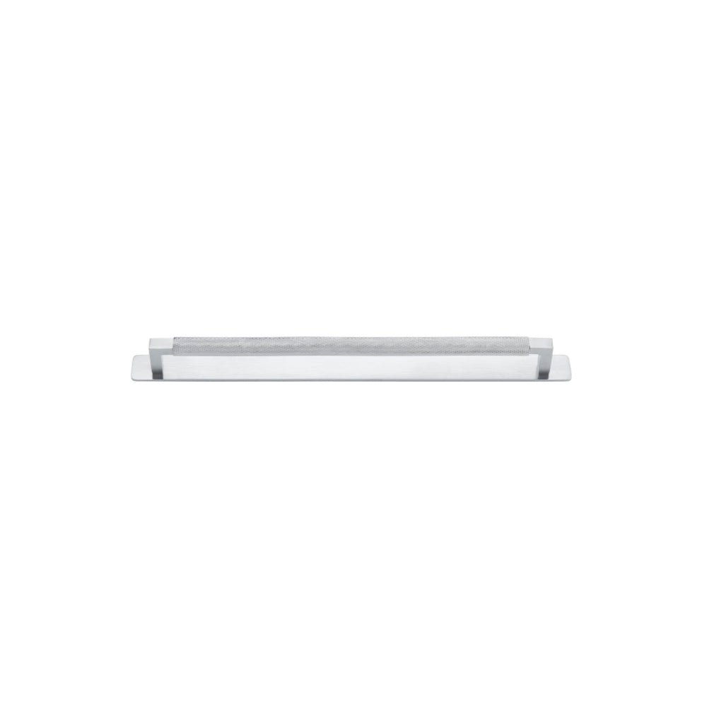 Cabinet Pull Brunswick Knurled Brushed Chrome L330xW15xP40 CTC320mm with Backplate in Brushed Chrome
