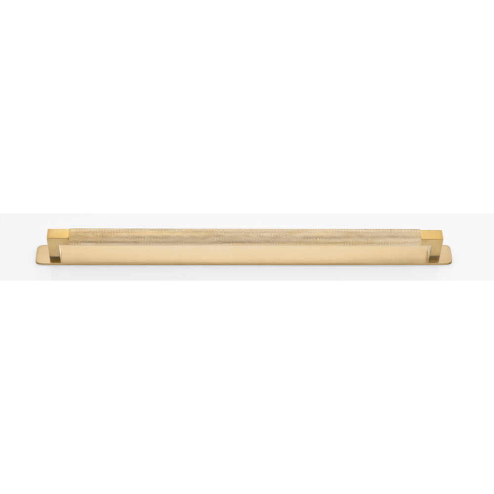 Cabinet Pull Brunswick Knurled Brushed Gold PVD L463xW19xP44 CTC450mm with Backplate in Brushed Gold PVD