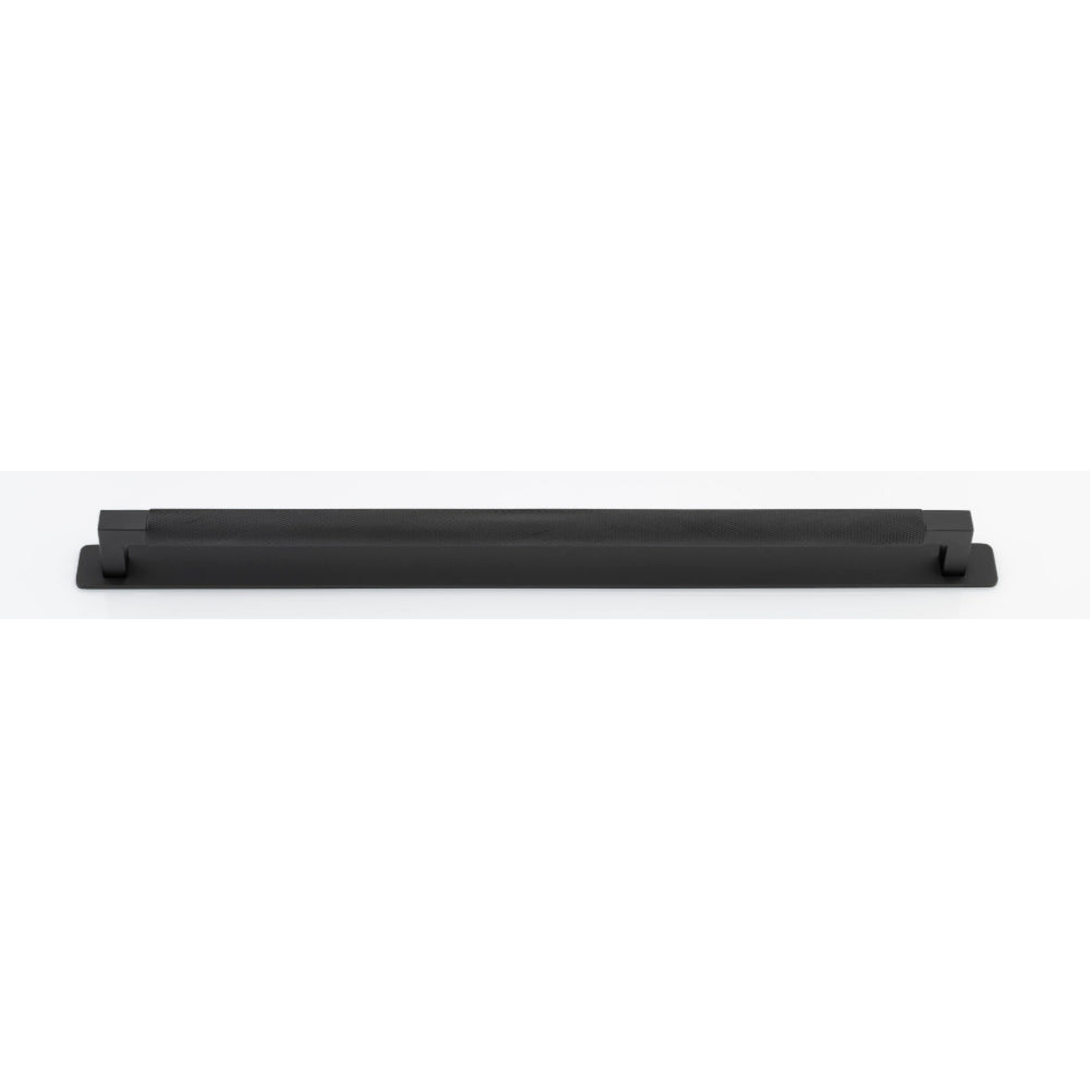 Cabinet Pull Brunswick Knurled Matt Black L463xW19xP44 CTC450mm with Backplate in Matt Black
