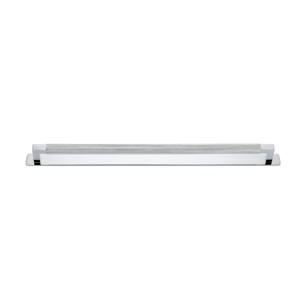 Cabinet Pull Brunswick Knurled Polished Chrome L463xW19xP44 CTC450mm with Backplate in Polished Chrome