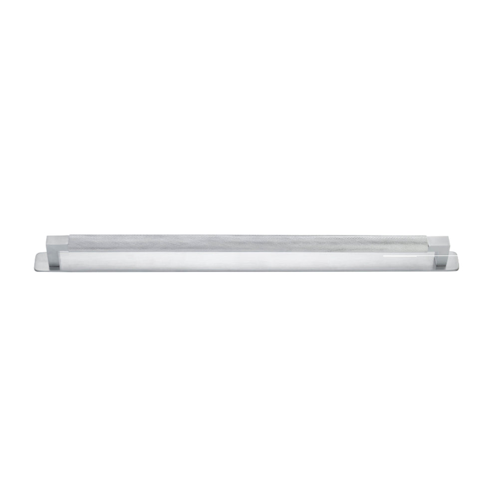 Cabinet Pull Brunswick Knurled Brushed Chrome L463xW19xP44 CTC450mm with Backplate in Brushed Chrome