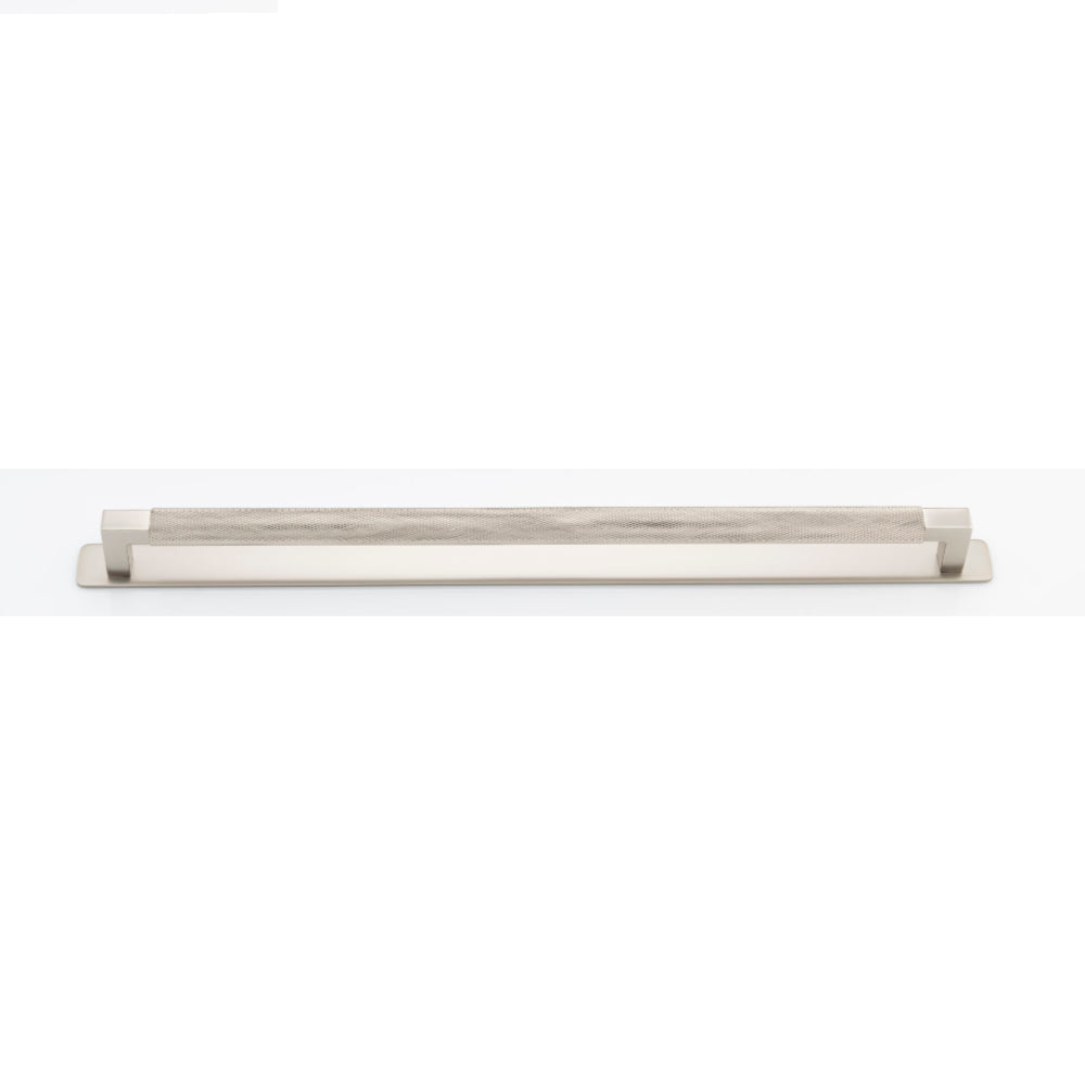 Cabinet Pull Brunswick Knurled Satin Nickel L463xW19xP44 CTC450mm with Backplate in Satin Nickel
