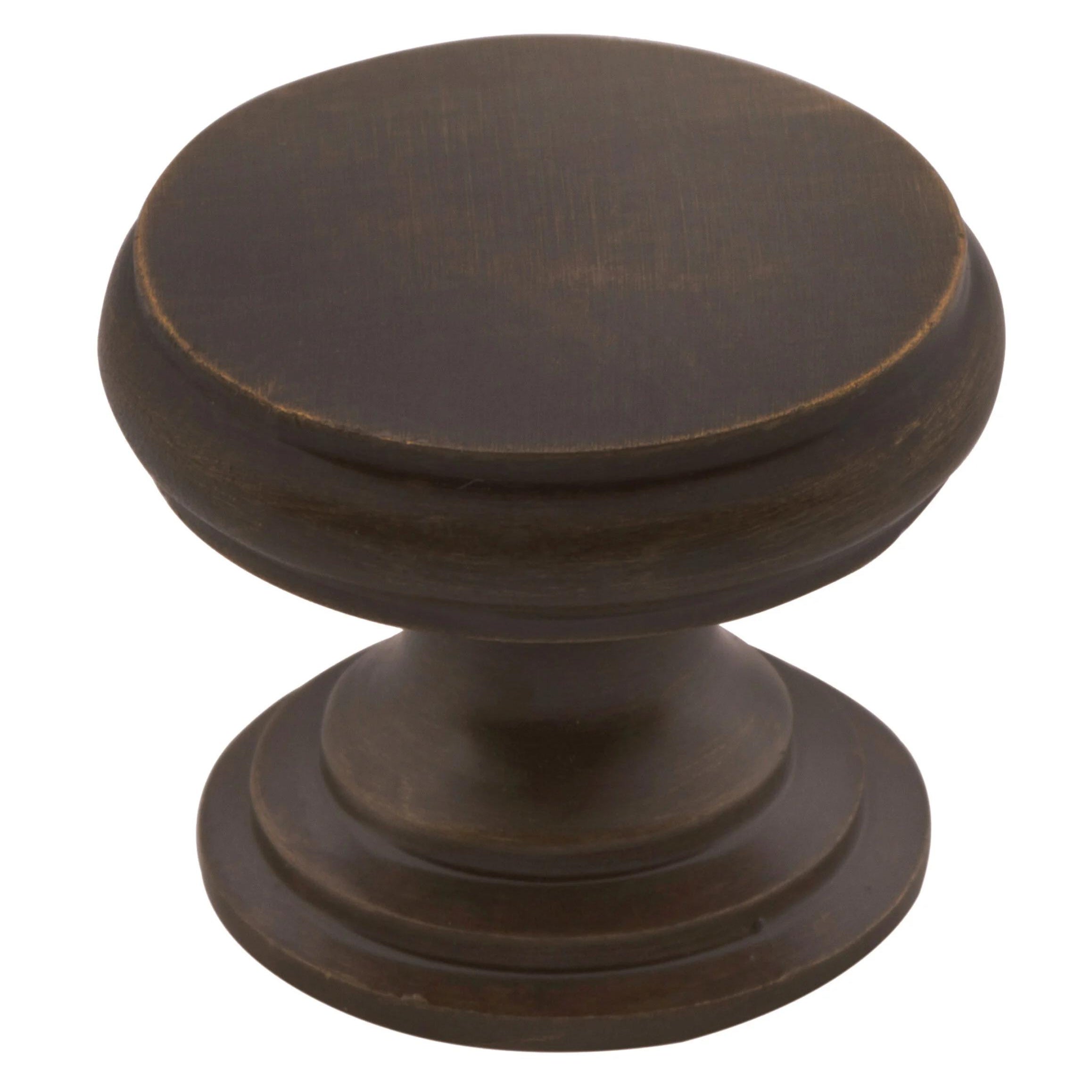 Cupboard Knob Flat Antique Brass D25xP20mm in Antique Brass
