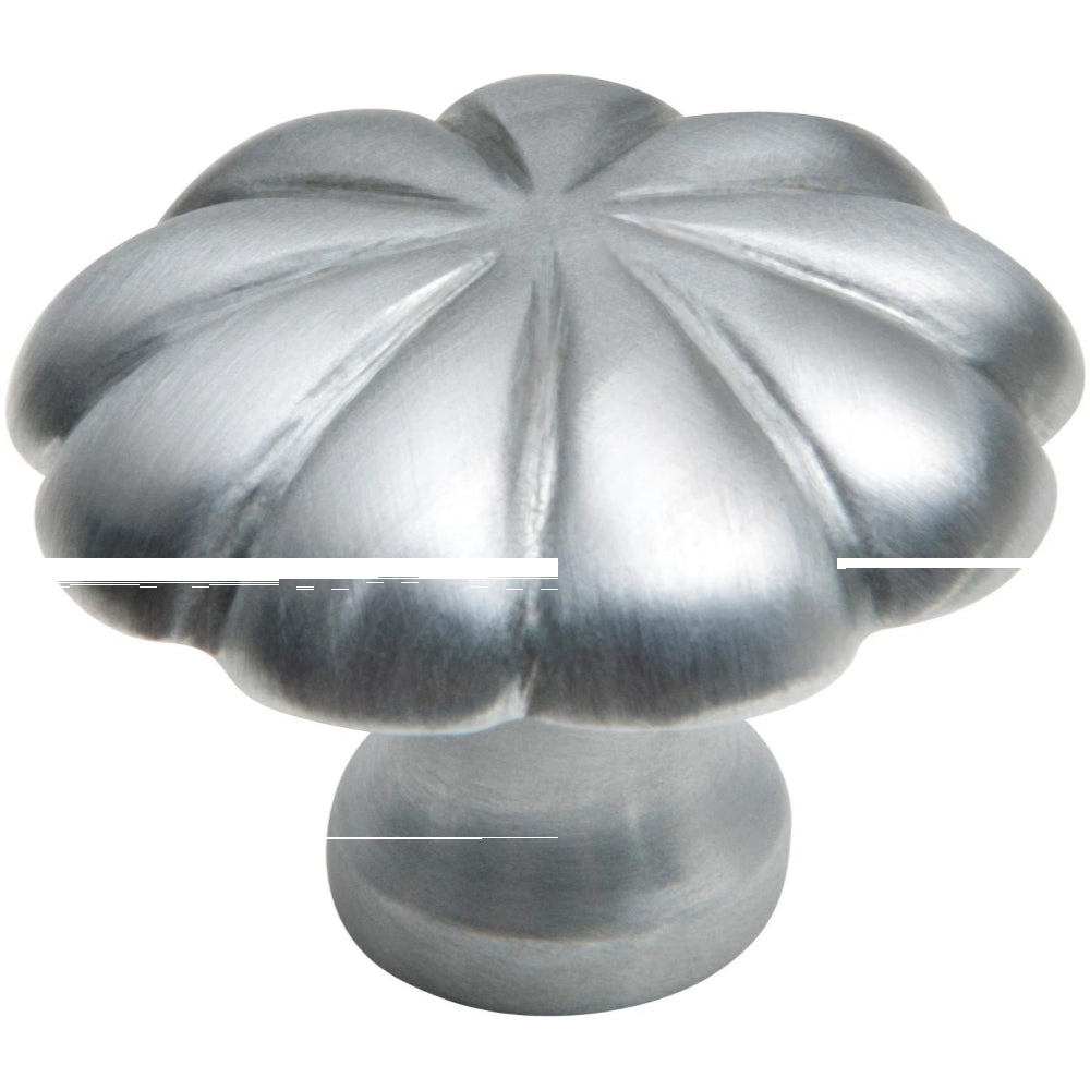 Cupboard Knob Fluted Satin Chrome D35xP26mm in Satin Chrome