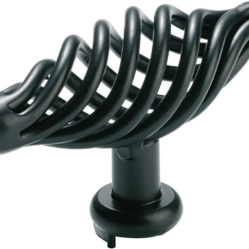 Cabinet Pull Handle Iron Wire Twist Matt Black L75xP48mm in Matt Black