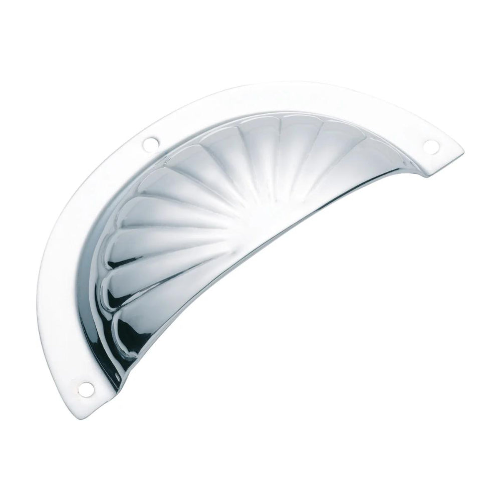 Drawer Pull Sheet Brass Fluted Satin Chrome L97xH40mm in Satin Chrome