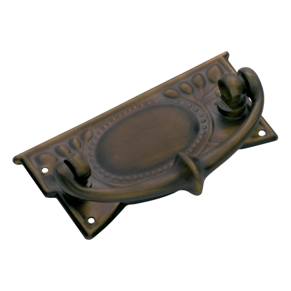 Cabinet Pull Handle Sheet Brass Edwardian Antique Brass H30xW65mm in Antique Brass
