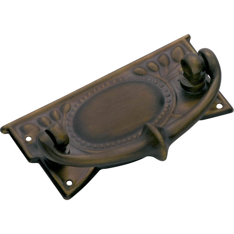 Cabinet Pull Handle Sheet Brass Edwardian Antique Brass H30xW65mm in Antique Brass
