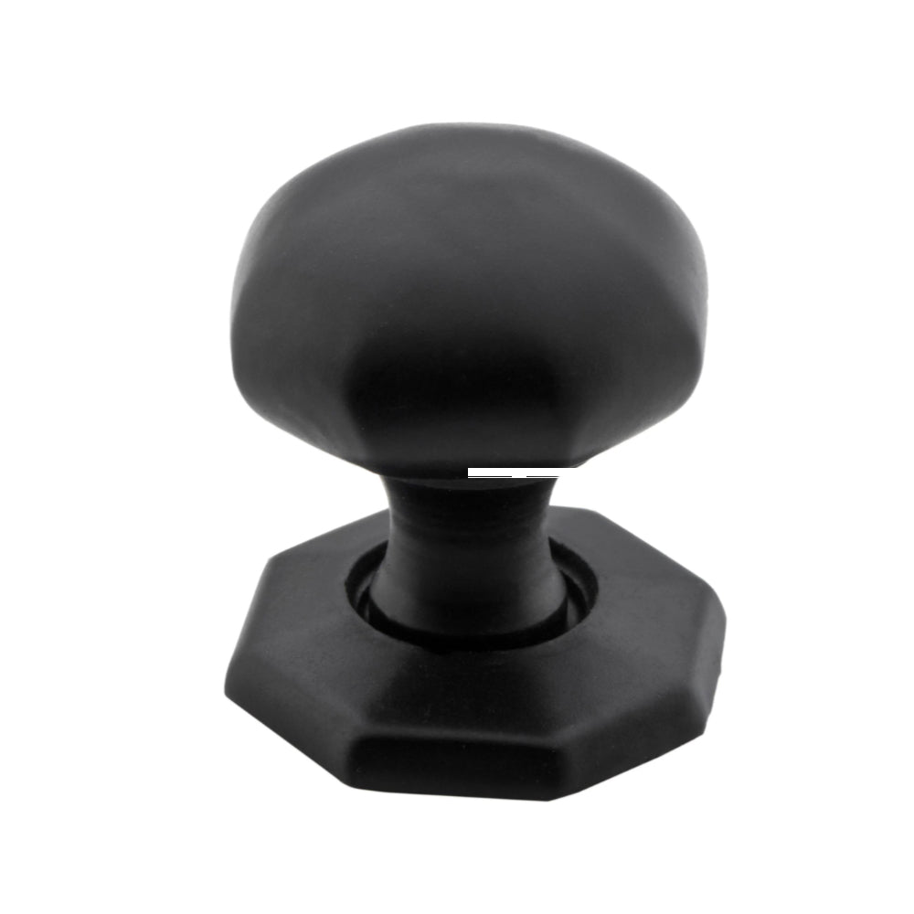 Cupboard Knob Octagonal Iron Matt Black D25xP31mm in Matt Black