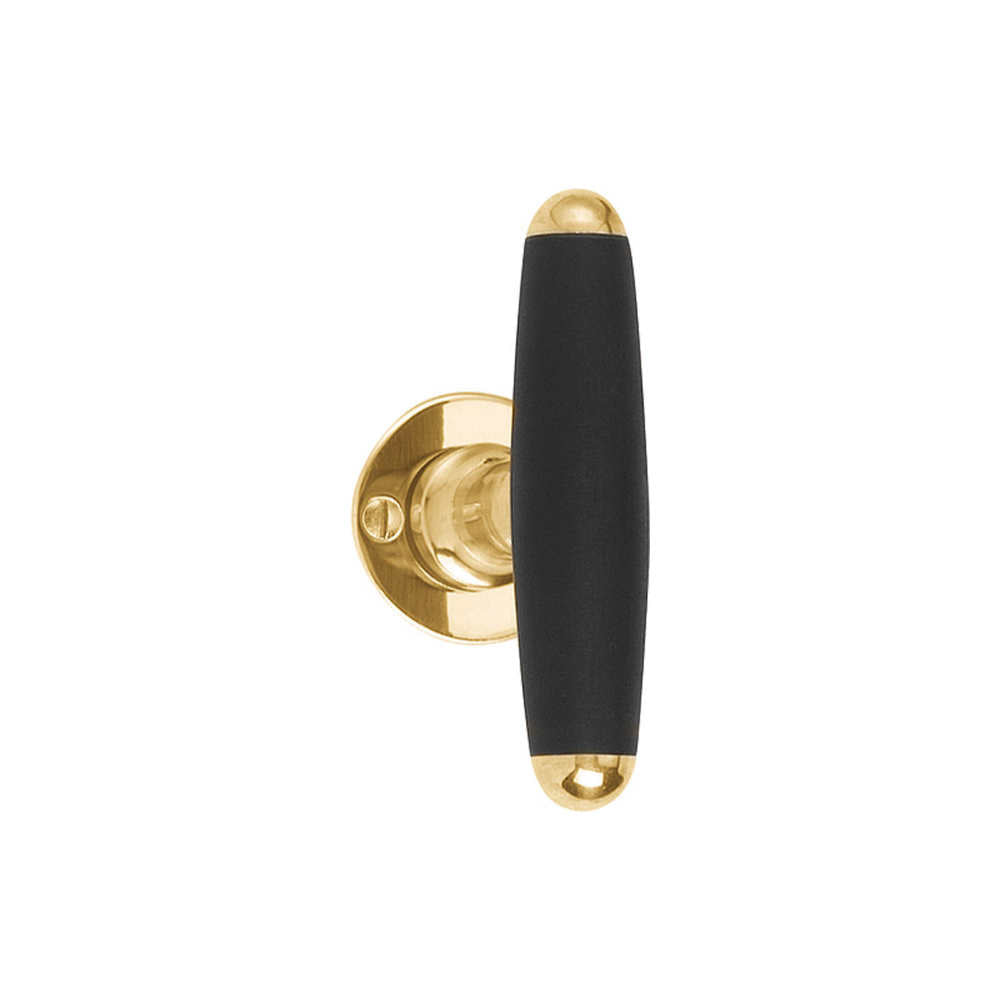 TIMELESS 1932M cabinet knob brass unlacquered/ebony wood in Brass Unlacquered / Ebony Wood