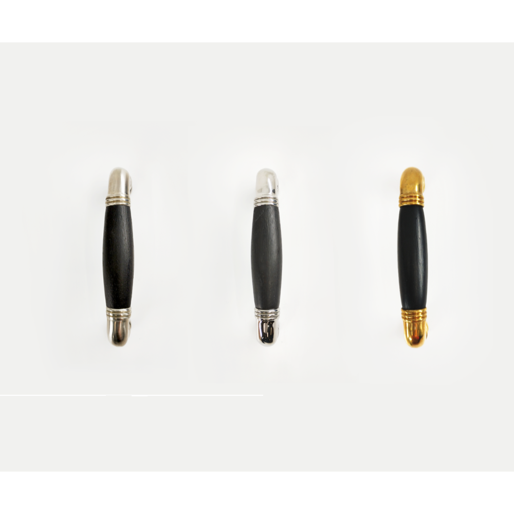TIMELESS MG1934/96 cabinet handle 96mm c.t.c. satin nickel/ebony wood in Satin Nickel / Ebony Wood