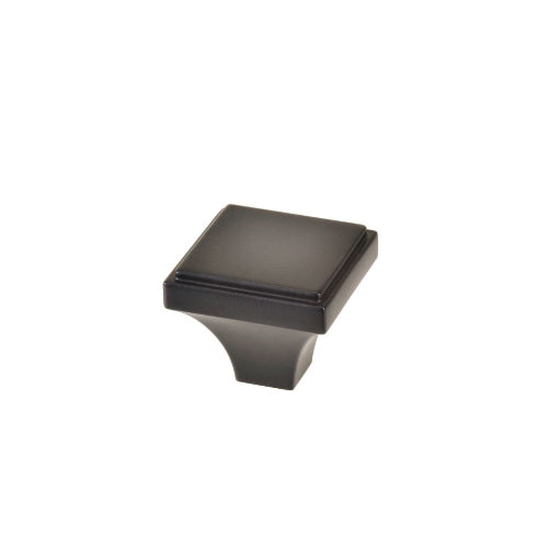 Black Zanda Manhattan architectural hardware knob with sleek, modern design suitable for doors or cabinets.